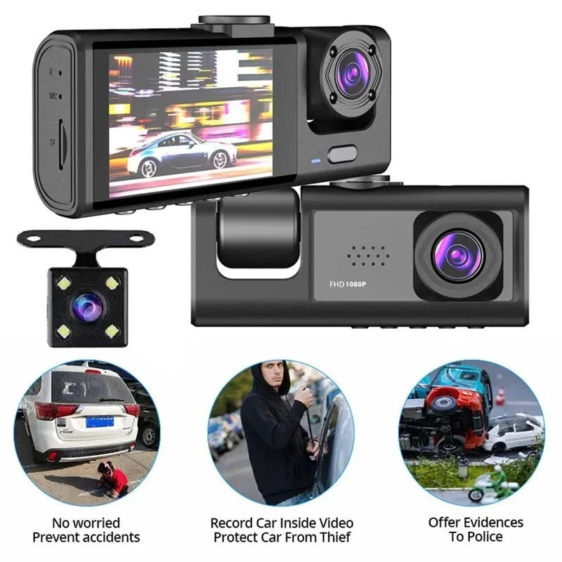 IntellegentChoice™ Infrared Night Vision Triple Lens Dash Cam